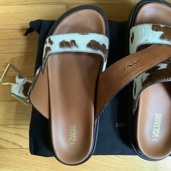 Zadig & Voltaire Cecilia Alpha Cow Sandals SZ 40 - Picture 10 of 16